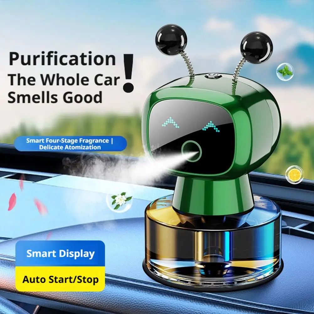 Diffusore di aromi intelligente per auto a forma di robot, spray automatico di fragranze, purifica l'aria e funziona come un elegante ornamento per l'interno dell'auto. - immagine 3