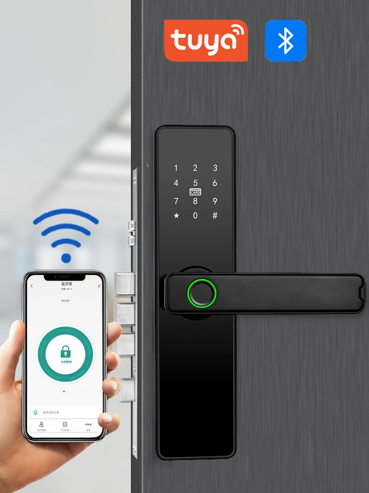 Tuya Electric Intelligent Lock App/Biometric Fingerprint/RFID Card/Temporary Pas
