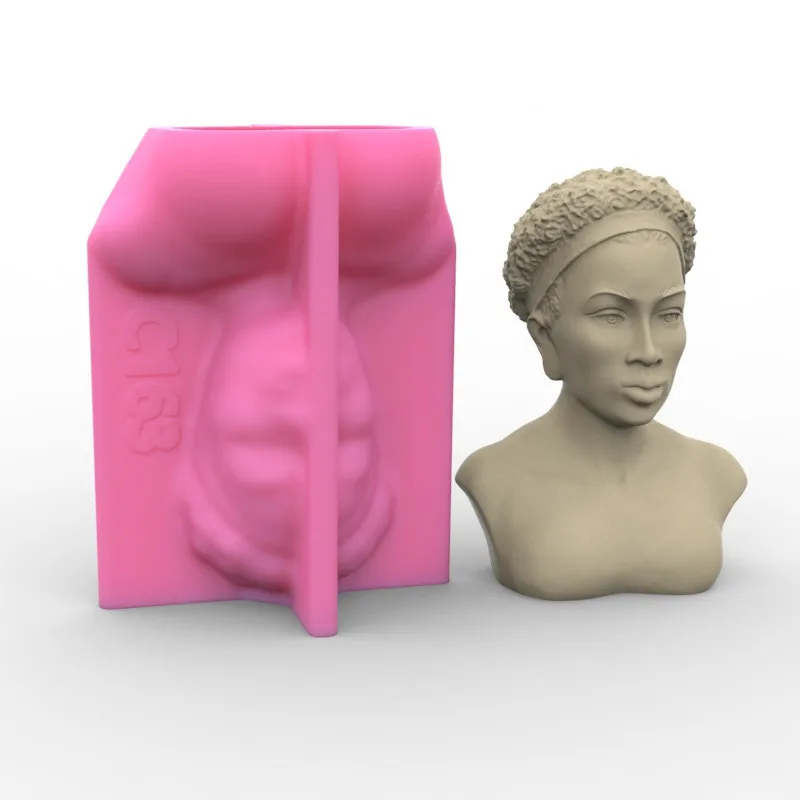 GoddessAfricanFemaleFiguresCandleMoldAfroWomenBustStatue