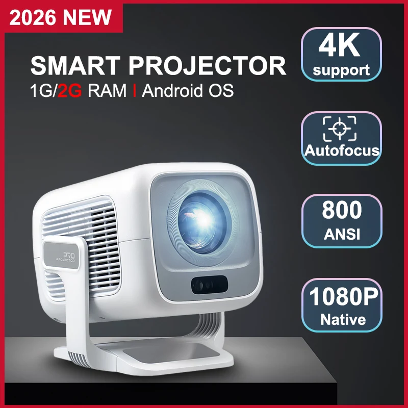 Proiettore DITONG 4K Android Nativo 1080P 600ANSI Portatile con Autofocus per Home Cinema e Uso Esterno HD LED