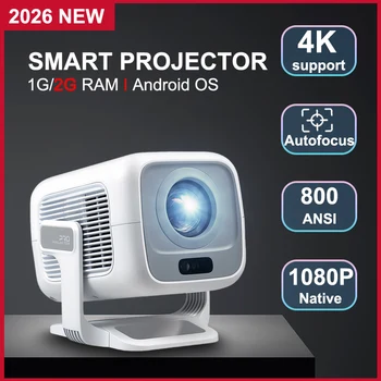 Proiettore DITONG 4K Android Nativo 1080P 600ANSI Portatile con Autofocus per Home Cinema e Uso Esterno HD LED
