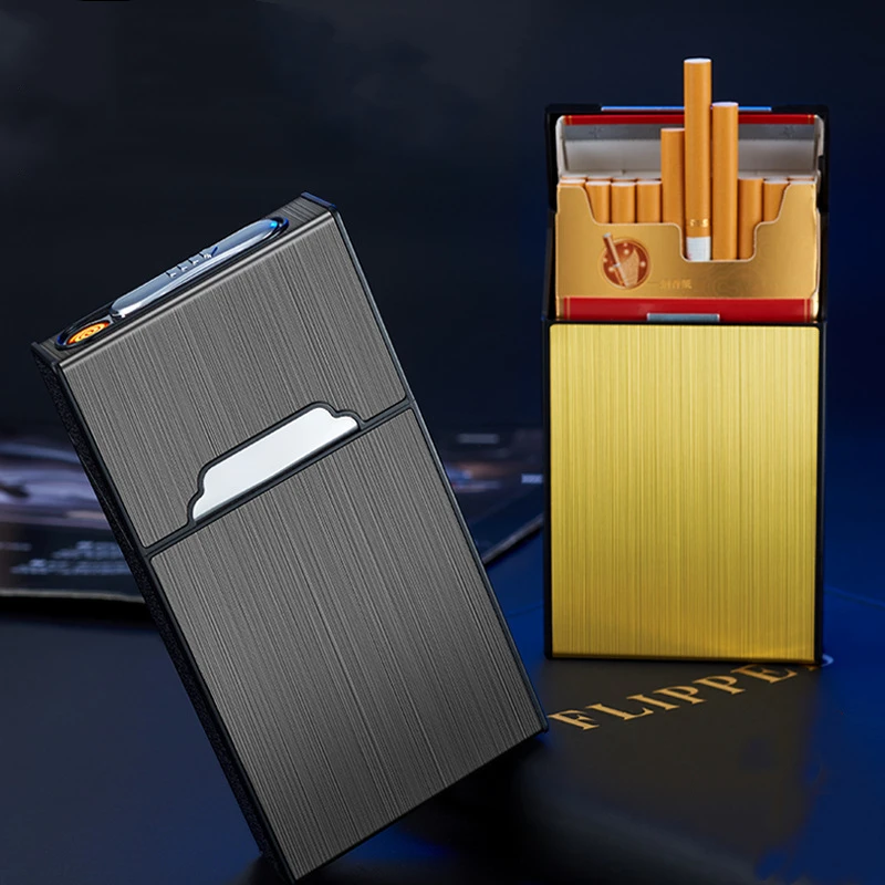 

New 20 Sticks 5.5 Fine Cigarette Cigarette Case Lighter USB Rechargeable Tungsten Wire Cigarette Lighter Magnetic Cigarette Case