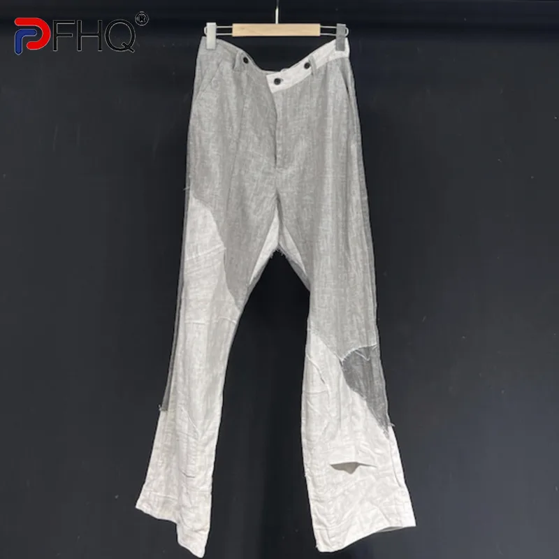 

PFHQ Men's Summer Worn Out Pants Fashion Outdoor Patchwork Haute Quality Personality Male Baggy Straight Sports Trousers 21Z4637