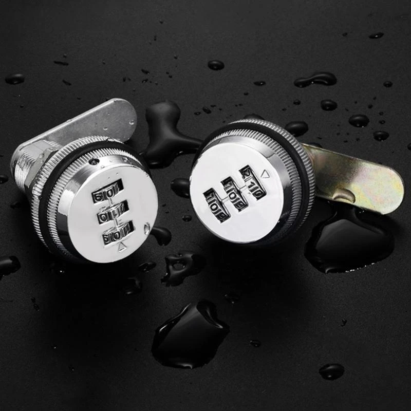 Set of 2 Practical 3 Digit Combination Lock Convenient for Cabinets and Mailboxes Sturdy Without Key Zinc Alloy
