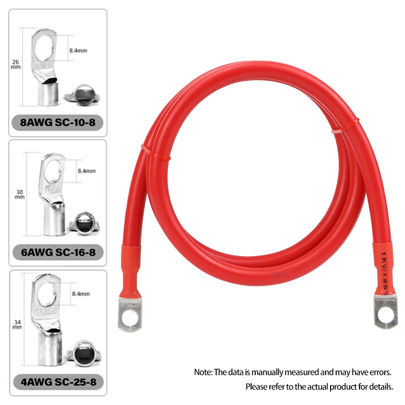 Premium Battery Connection Cable - PVC Insulated Pure Copper Wire with Tinned Copper Lug Terminal