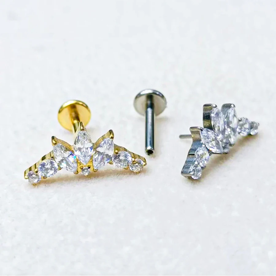 1pc f136 Titan faden lose Bogen Blume Labret Nieten Piercing Schmuck 16g Push Pin Knorpel Helix Tragus Ohrringe für Frauen Lippe – Detail 5