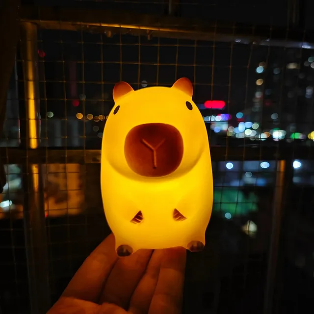Cute Pet Capybara Night Light Cartoon Silicone Creative Bedside Sleep Night Lamp For Room Decor Birthday gift clearance sale 4
