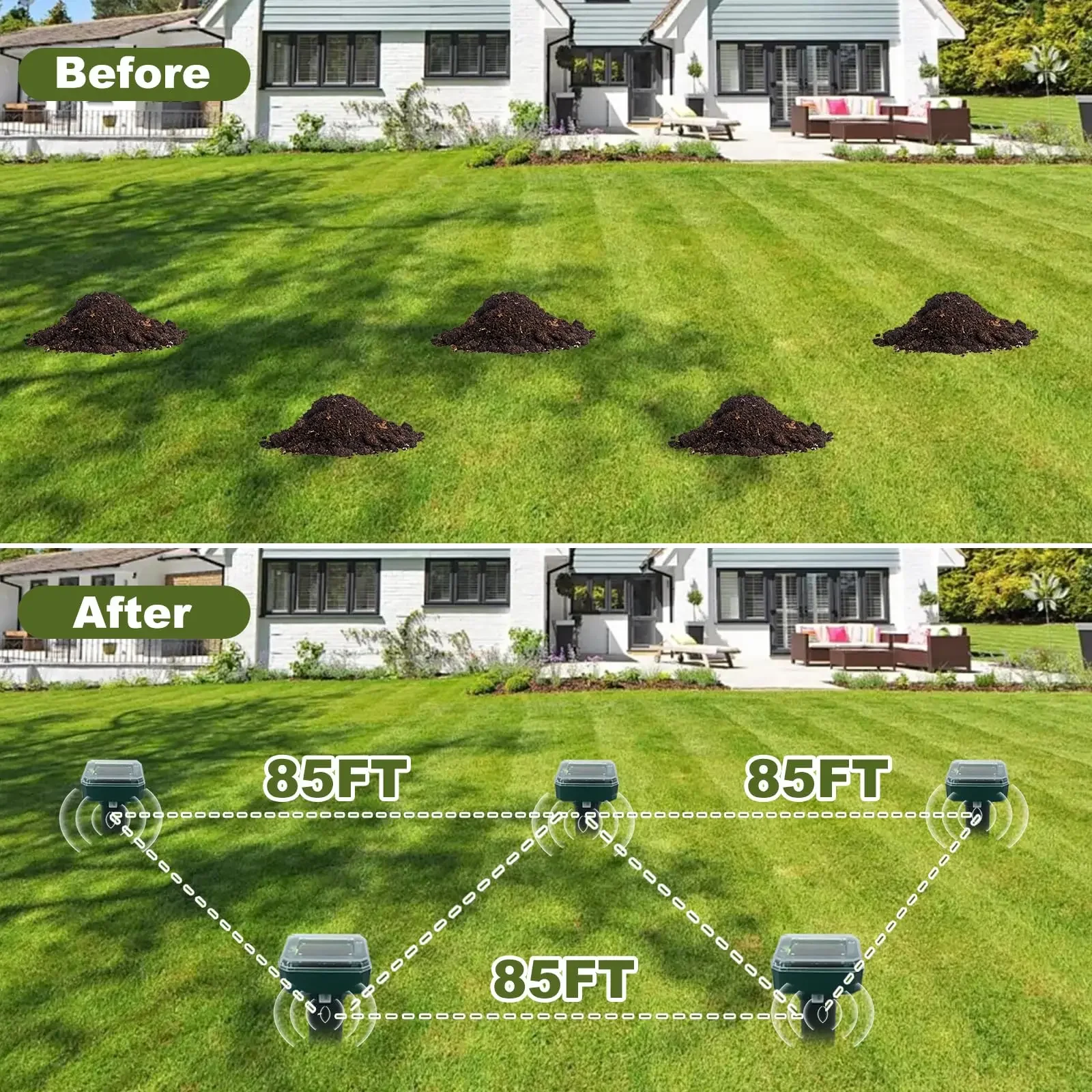 Repelente Solar Ultrassônico Troover para Ratos e Cobras – LED para Jardim e Gramado