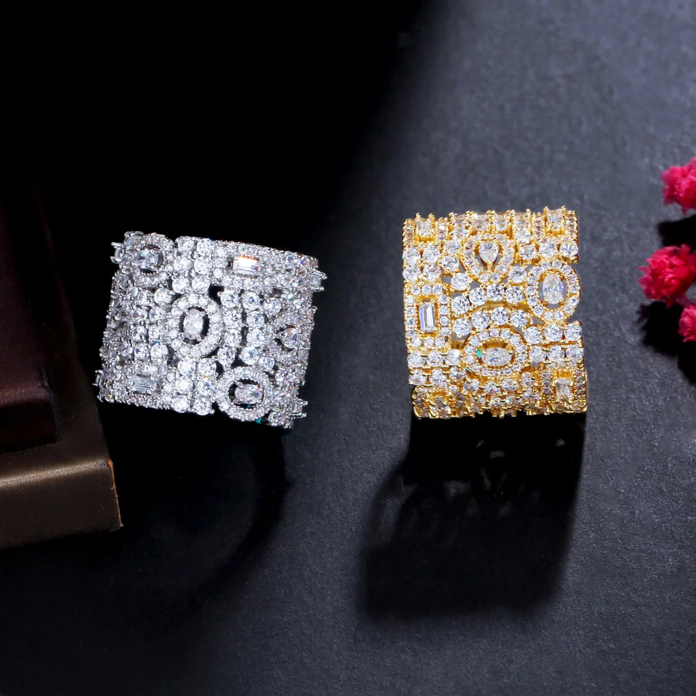 CWWZircons Chunky Cubic Zirconia Paved Shiny Wide Big Dubai