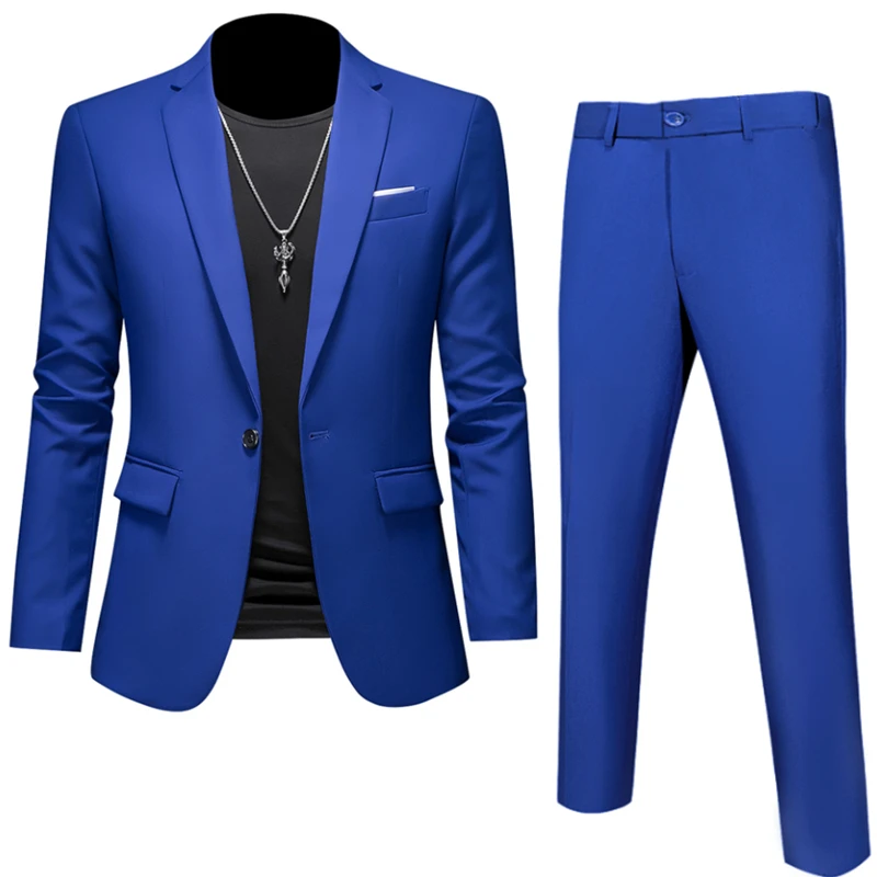 Plus Size 6XL 5XL Men's Suit Coat+2 Piece Pants/Business Fashion Office ...