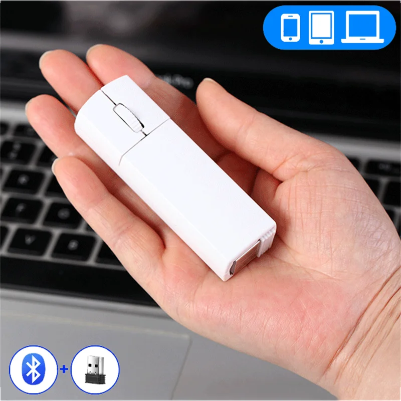 Dual-mode Mini Mouse sem Fio Mute Pen Design Carregamento Usb Blue Track 1200dpi Ratos para Laptop Desktop pc 2.4g