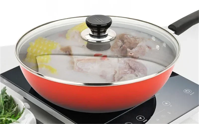 Premium Stainless Steel Reinforced Glass Chef Pan Lid with Knob