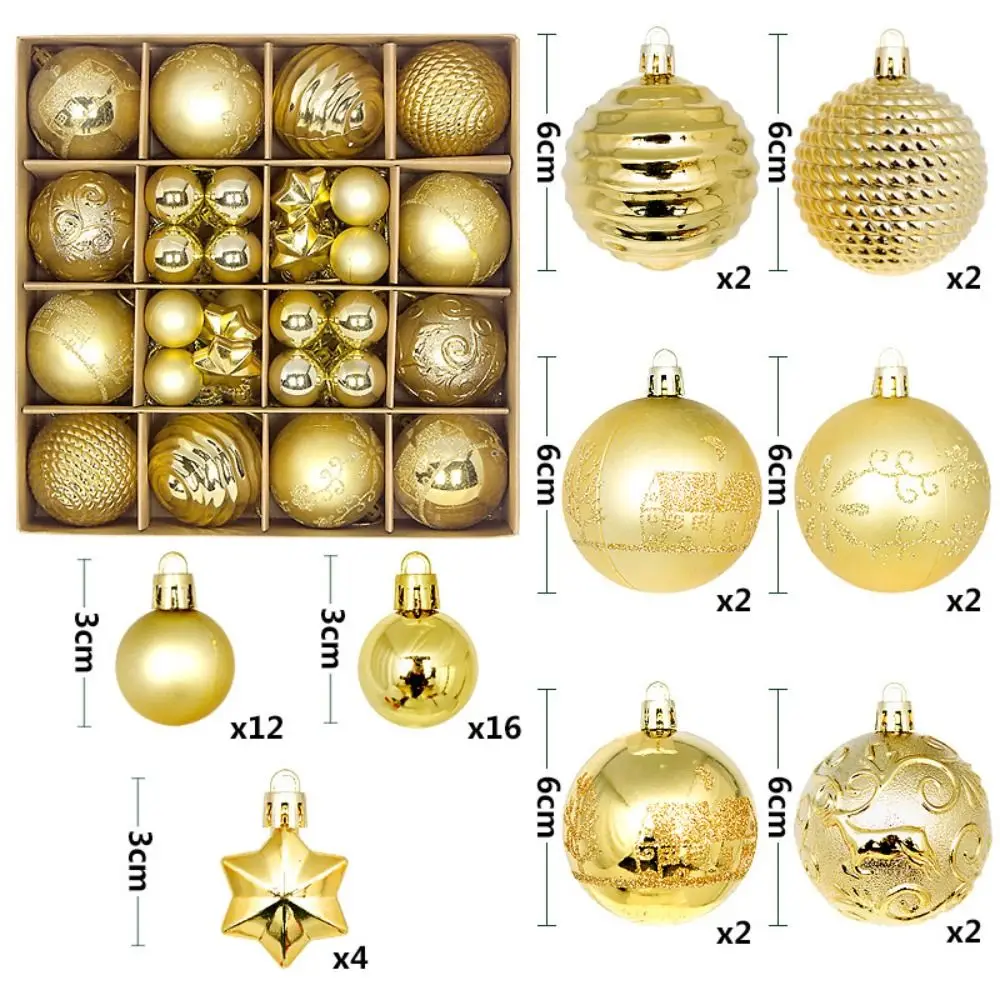 thumbnail image 1 of 44 bolas navideñas de plástico reutilizables, irrompibles, con lazo para colgar, de 3 a 6 cm, para decoración de árboles de Navidad, 1 of 5