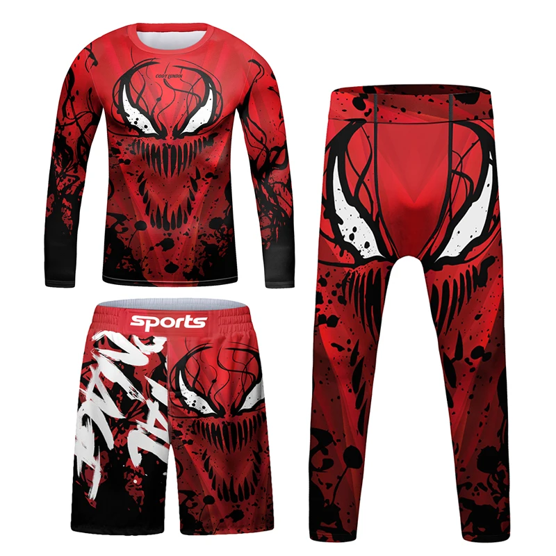 Sports apparel Jiu Jitsu T-shirt For Kid MMA Shorts Bjj Rashguard Kids 4pcs/set Boy Boxe kickboxing Mma Compression Clothing Children Suit