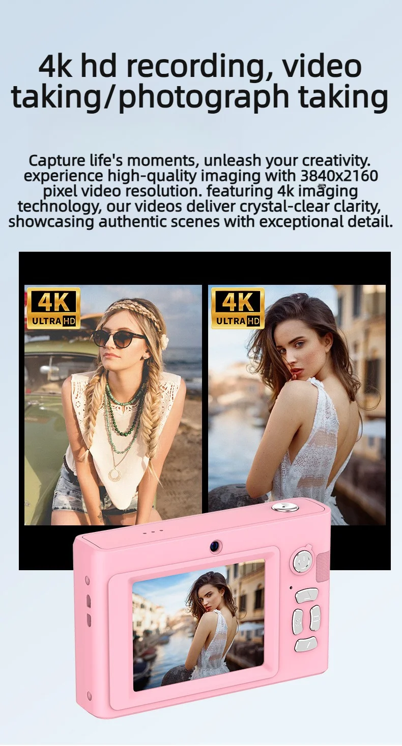 Nouvel appareil photo numérique portable 2026 : mise au point automatique, double caméra, flash, mode selfie, capteur CCD._voghion.com