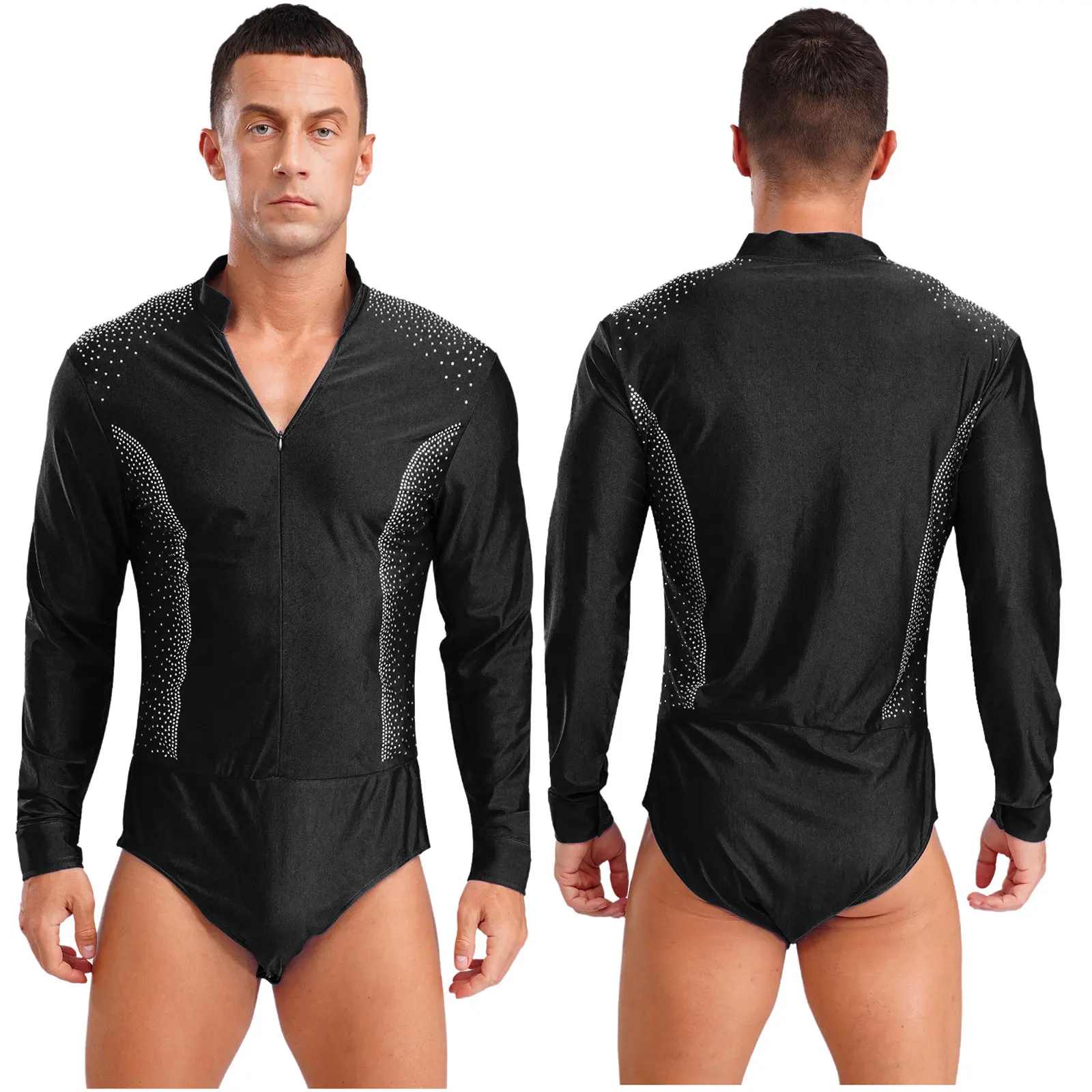 Justaucorps Danse Homme – Manches Longues Maille, Pour Tango, Samba, Patinage Artistique