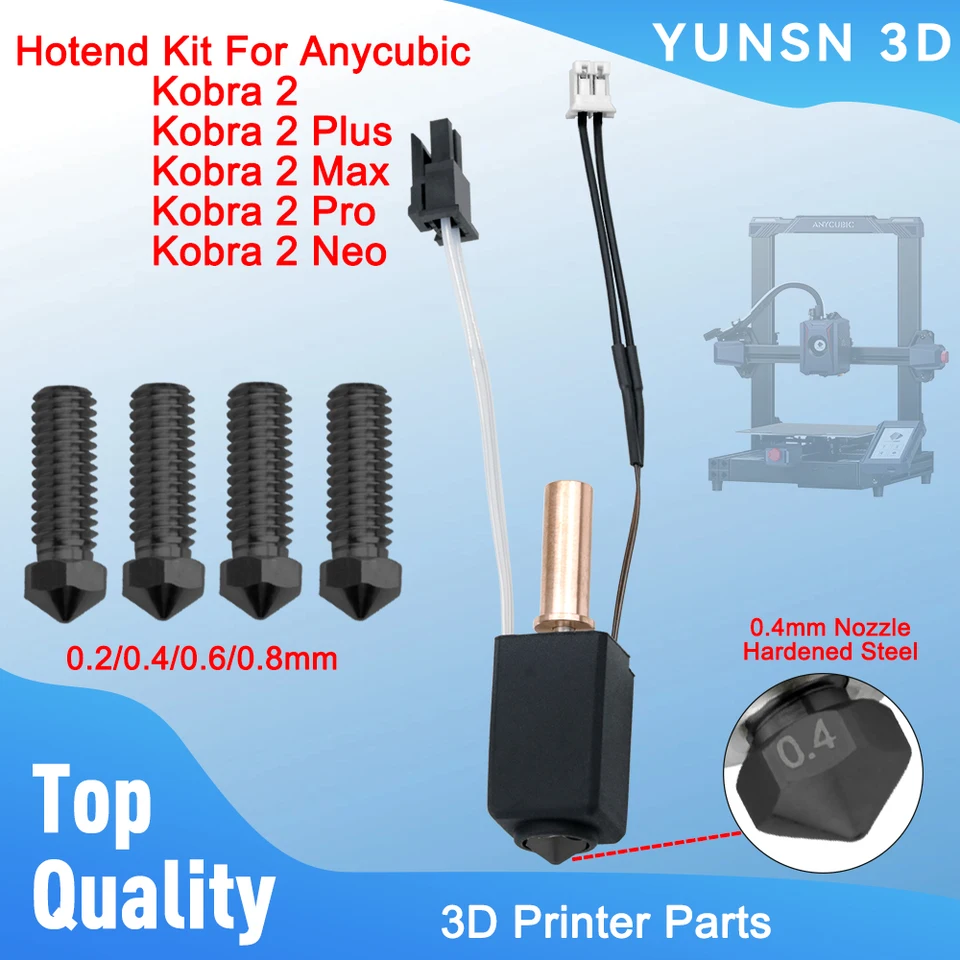 Anycubic Kobra RugooSpink Aggiornamento Kobra 2 Serie Ceramica Hotend Hot End Testa Di Stampa Per 2/Kobra 2 Pro/Kobra 2 Neo/Kobra 2 Plus/Kobra 2 Max Extruder Hot End Con Ugello In Ottone 0.4MM