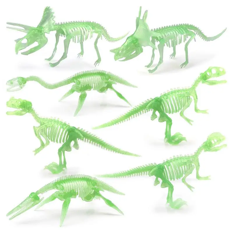 

7 Pcs Luminous Dinosaur Skeleton Toy 7Pcs Simulation Dino Bone Cognitive Toy For Kids PVC Learning Educational Toy For Kids For