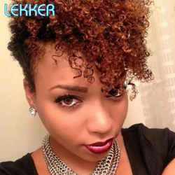 Lekker Ginger Red Short Pixie Kinky Curly Bob 13x6x1 Lace Front Human Hair Wig For Women Brazilian Remy Hair Glueless Curly Wigs