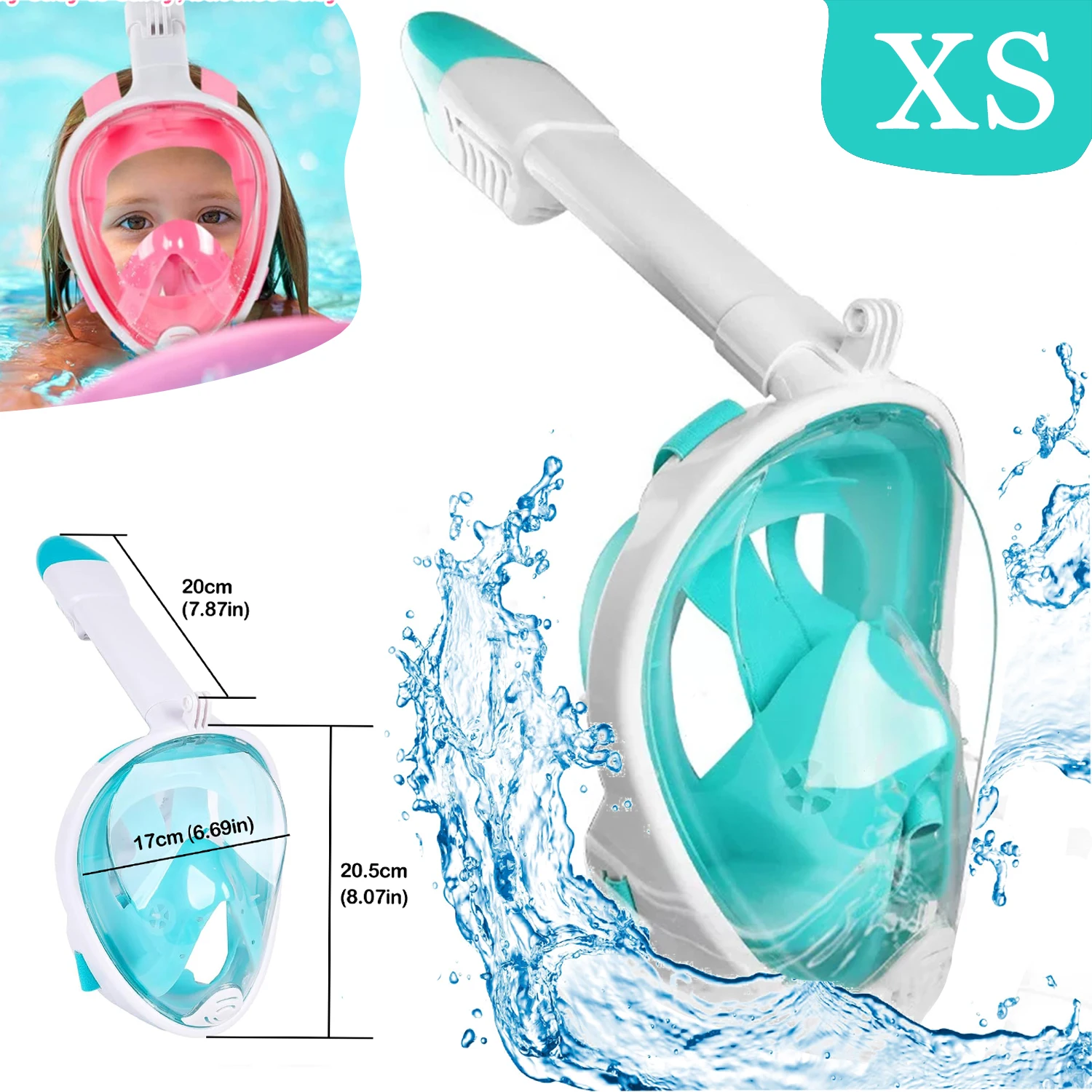 Kids Full Face Snorkeling Mask Diving Swimming With Wide View Anti-Fog Anti-Leak Safe Breathing System Easy Breath Diving Mask diving mask snorkeling diving mask