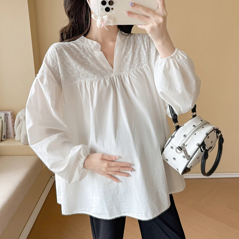 달콤한 느슨한 출산 자수 셔츠, 임산부 블라우스, 임신 상의 티, 여름 패션 이미지 2