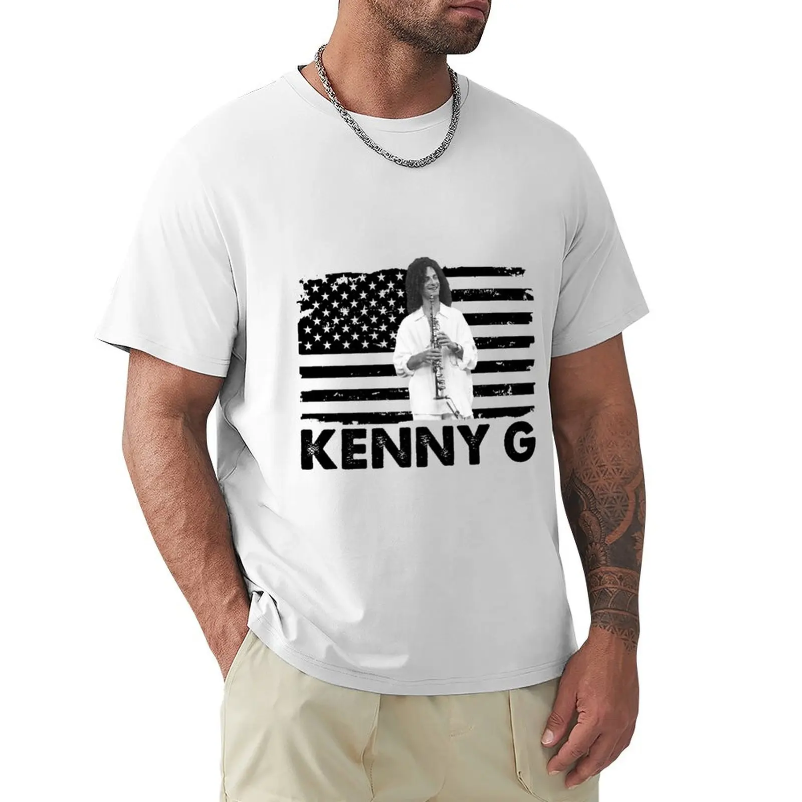 

Retro American Flag Kenny G Music Gift T-shirt sublime korean fashion quick drying blacks men clothings