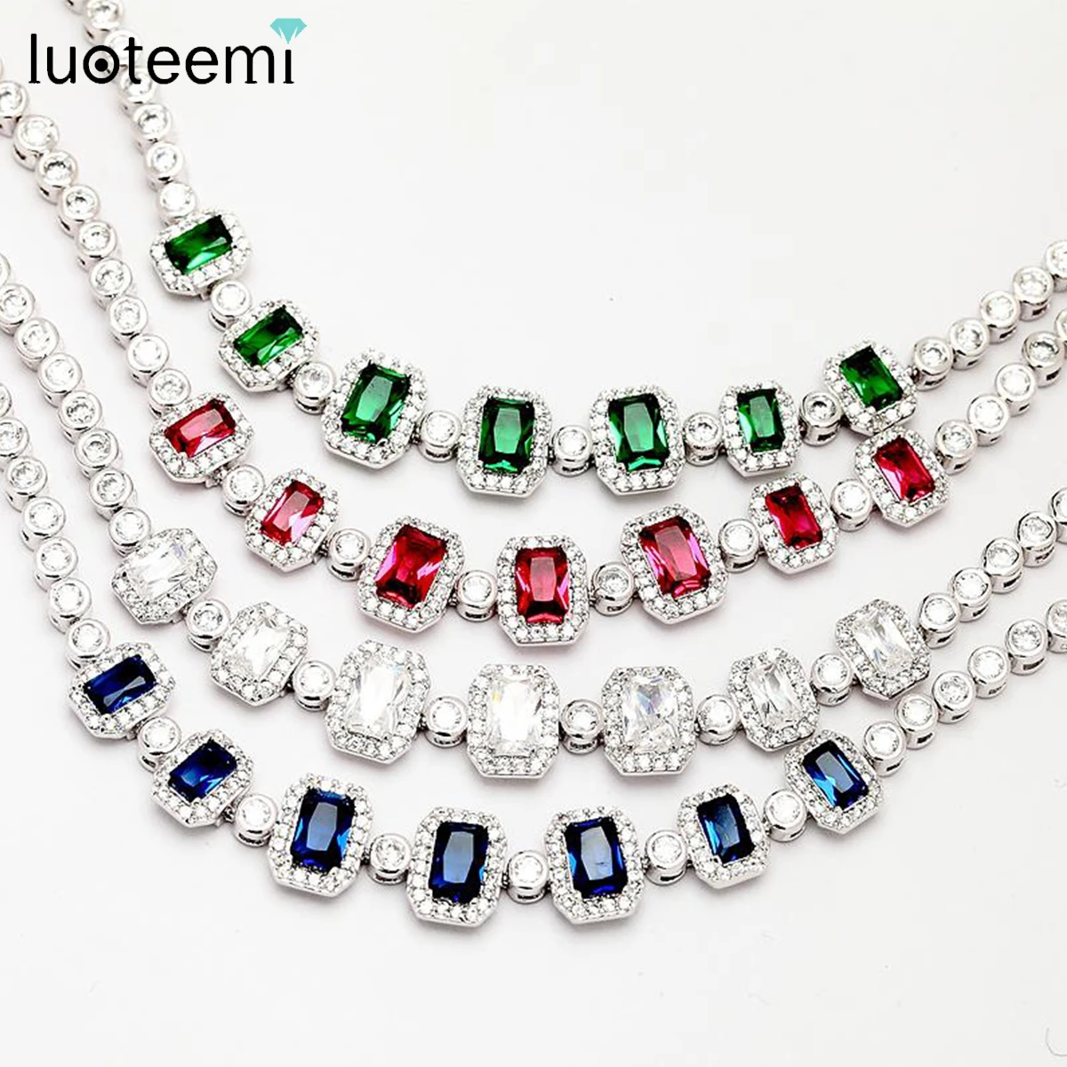 

LUOTEEMI новейший браслет 4 цвета s вариант высокое качество квадратный AAA кубический цирконий браслеты для женщин девушек белый золотой цвет