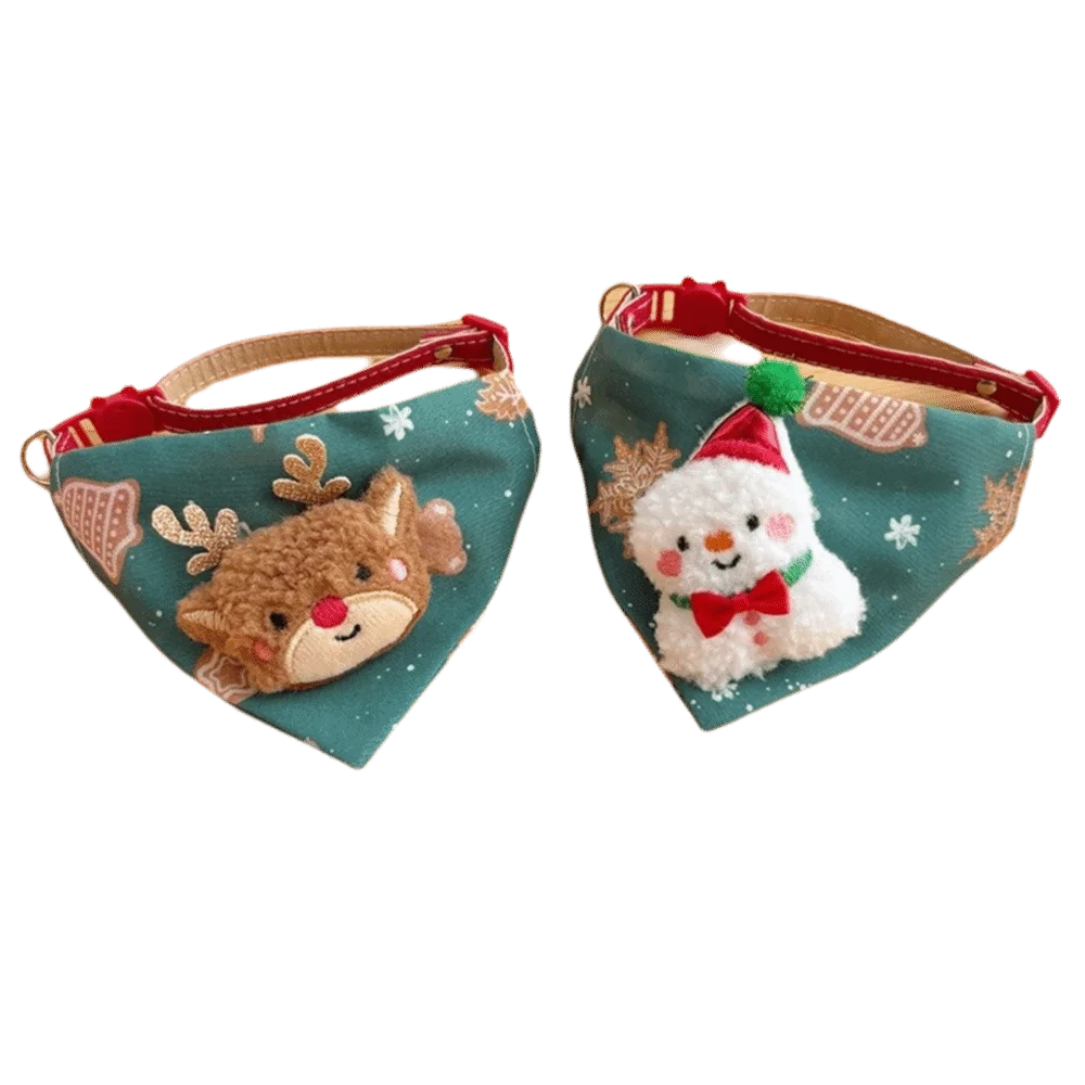 Polyester Christmas Dog Collar Adjustable Dirt Resistant Pet Scarf
