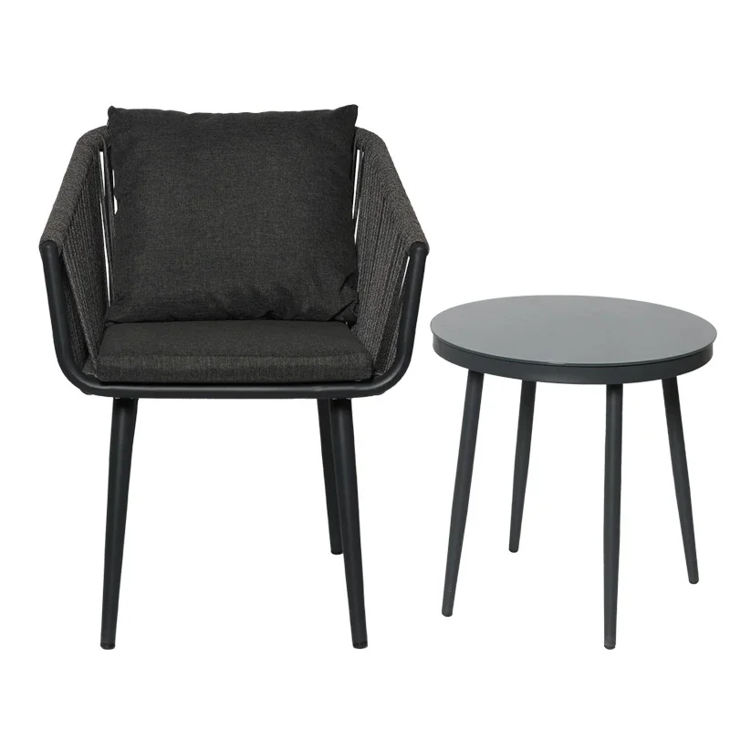 Fulin Outdoor Furniture Coffee Chair Steel Aluminum Frame Stackable PE Rattan Garden Chair Table