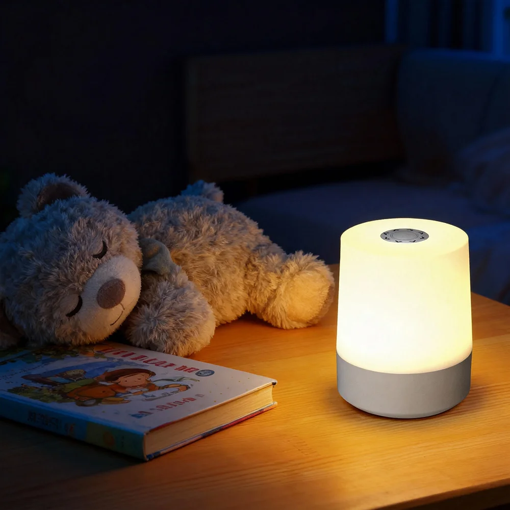 Contemporary Style LED RGB Night Light Soft Glow Multicolor Cylinder Design Touch Control Rechargeable Bedside Lamp for Home