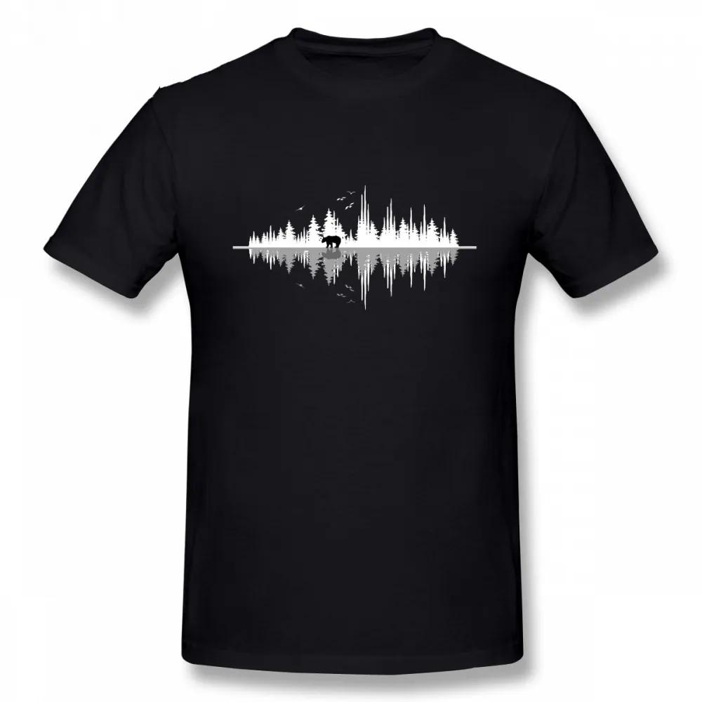 Männer Tragen Die Klang Der Natur T-Shirts Musik Sound Welle Tees Crewneck Neuheit Gedruckt Herren Reine Baumwolle T Shirts kurzen Ärmeln – Detail 2