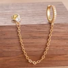 Boucles d'oreilles pendantes en acier inoxydable pour femmes, chaîne de couleur or, pendentif en zircone, Clip, accessoires bijoux de fête de vacances