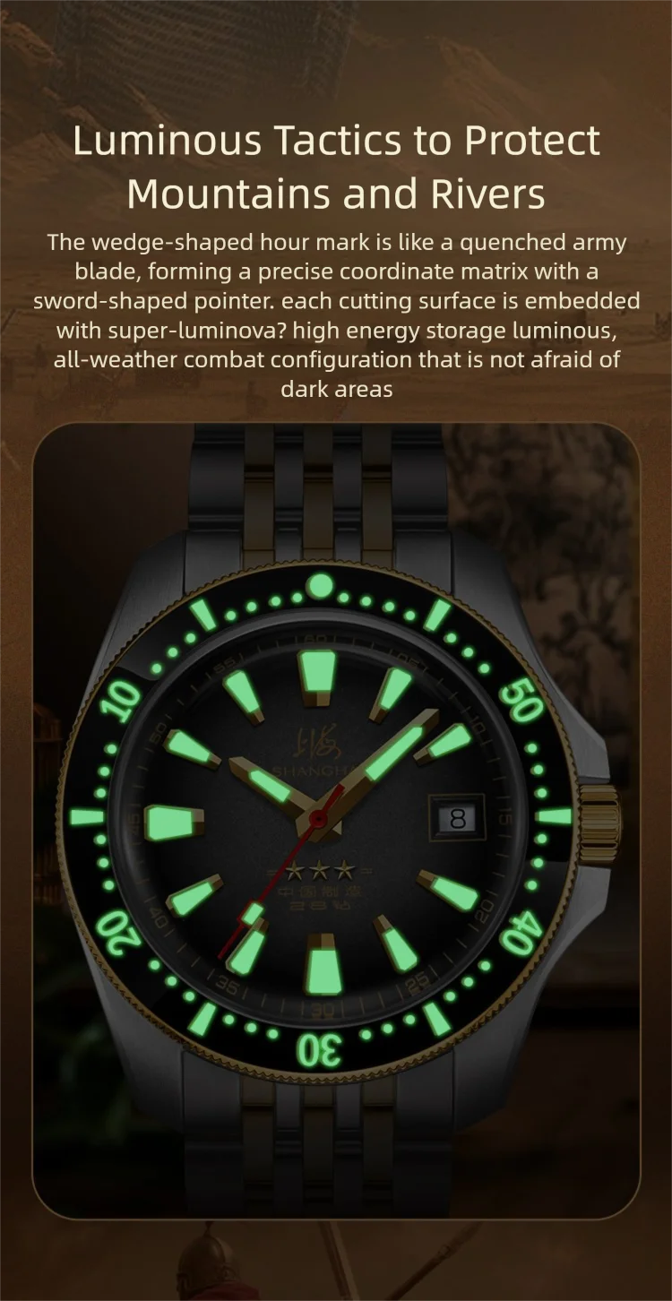 Shanghai Herrenuhren, allgemeine Serie, automatische mechanische Herrenuhren, Sport-Taucheruhren, 300 Meter wasserdichte Uhr 2025 – Detail 7