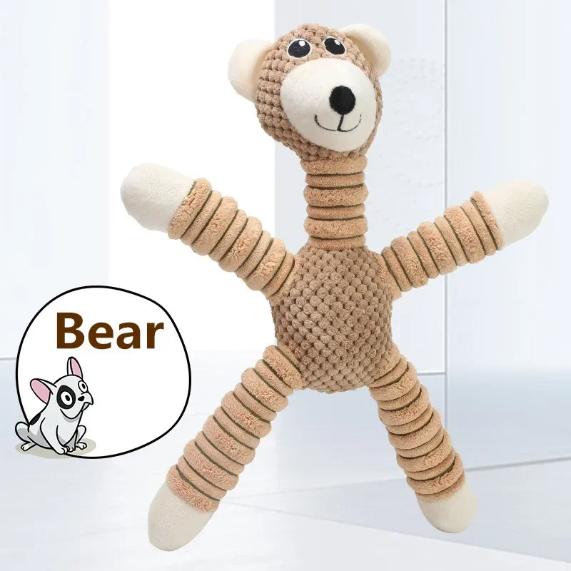Indestructible Sound Squeaky Toys Animals Shape Pet Soft Plush Chew Molar Training Toy Puppy Bite Teeth Toys for Large Dogs 2