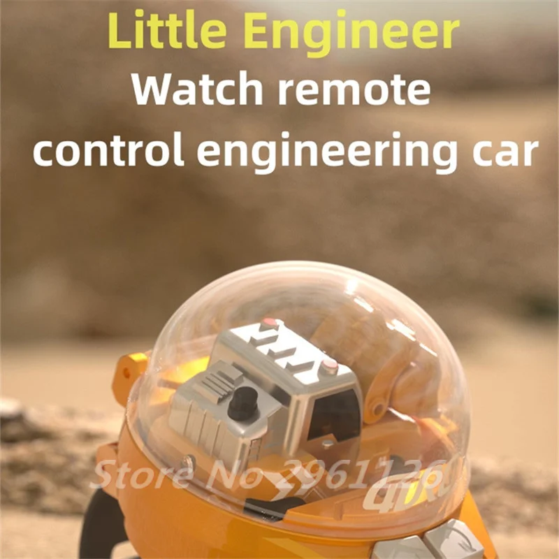 MINI Pocket Size Wrist Watch RC Car 2.4G Long  Endurance Engineer Material Cool Taillight Wireless Remote Car Excavator Kids Toy 2