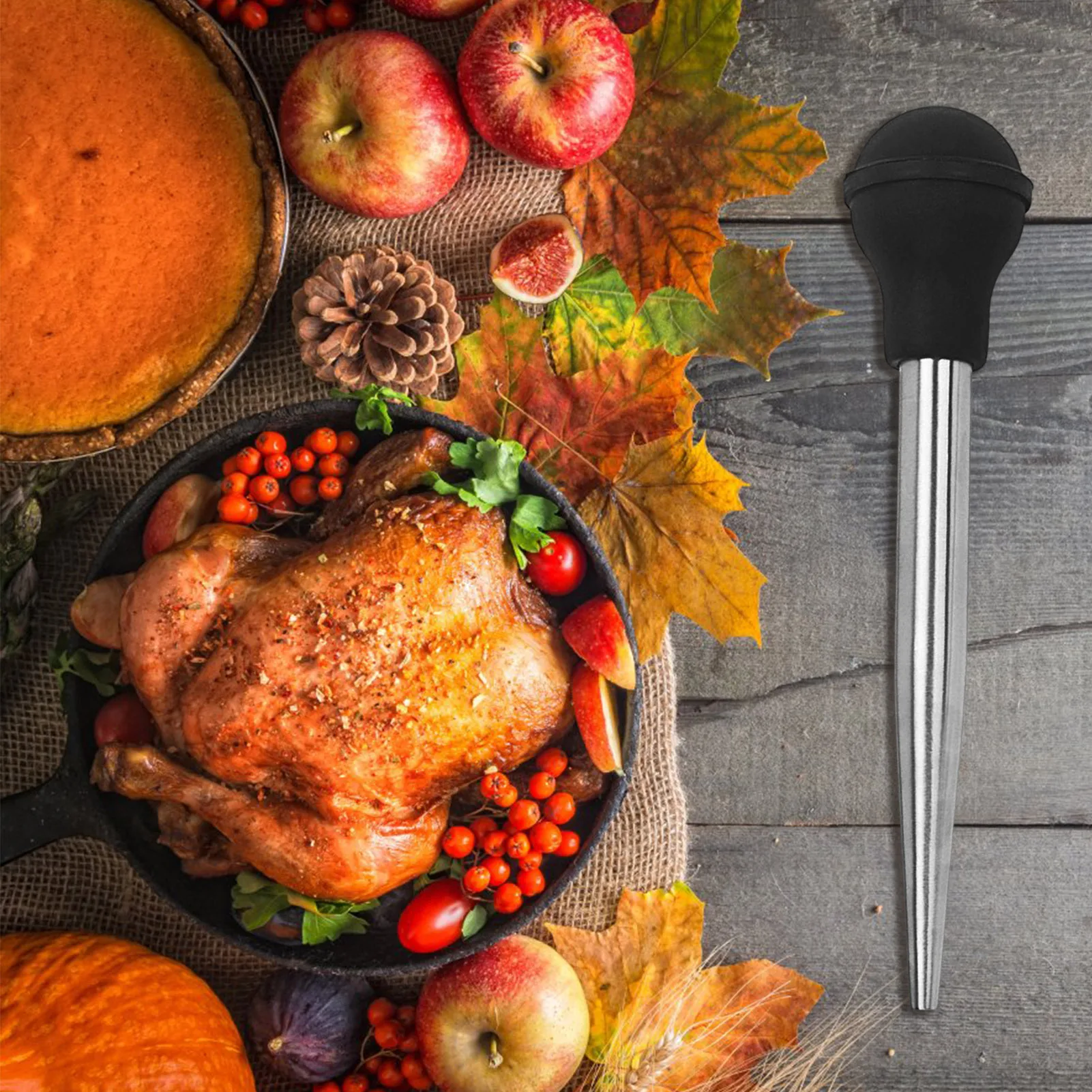 Large Turkey Baster with Cleaning Brush with 2 Marinade Needles Food Grade Baster Syringe for Butter Drippings Glazes Roasting