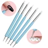 5 pcs/Set Soft Pottery Clay Nail Dotting Tools Silicone & Stainless Steel Two Head Sculpting Polymer Modelling Shaper Rhinestone 1