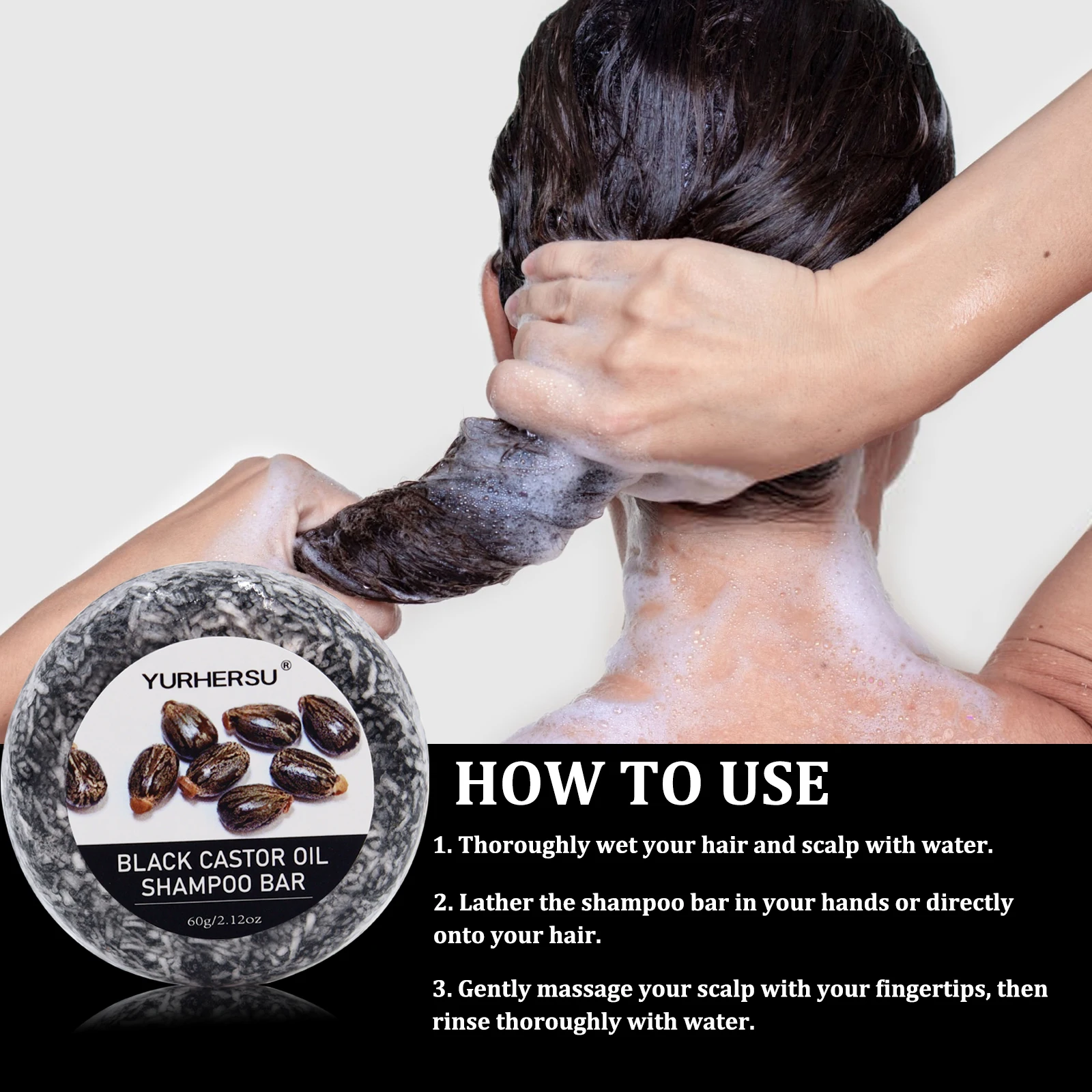 Black Castor Nourishing Shampoo & Conditioner Bar - Enriched with Castor Extract
