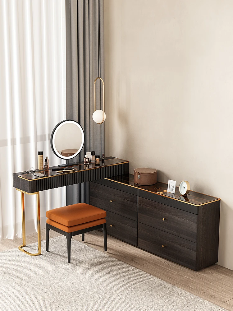 

Dresser desk integrated bedroom bed end locker retractable TV cabinet combination