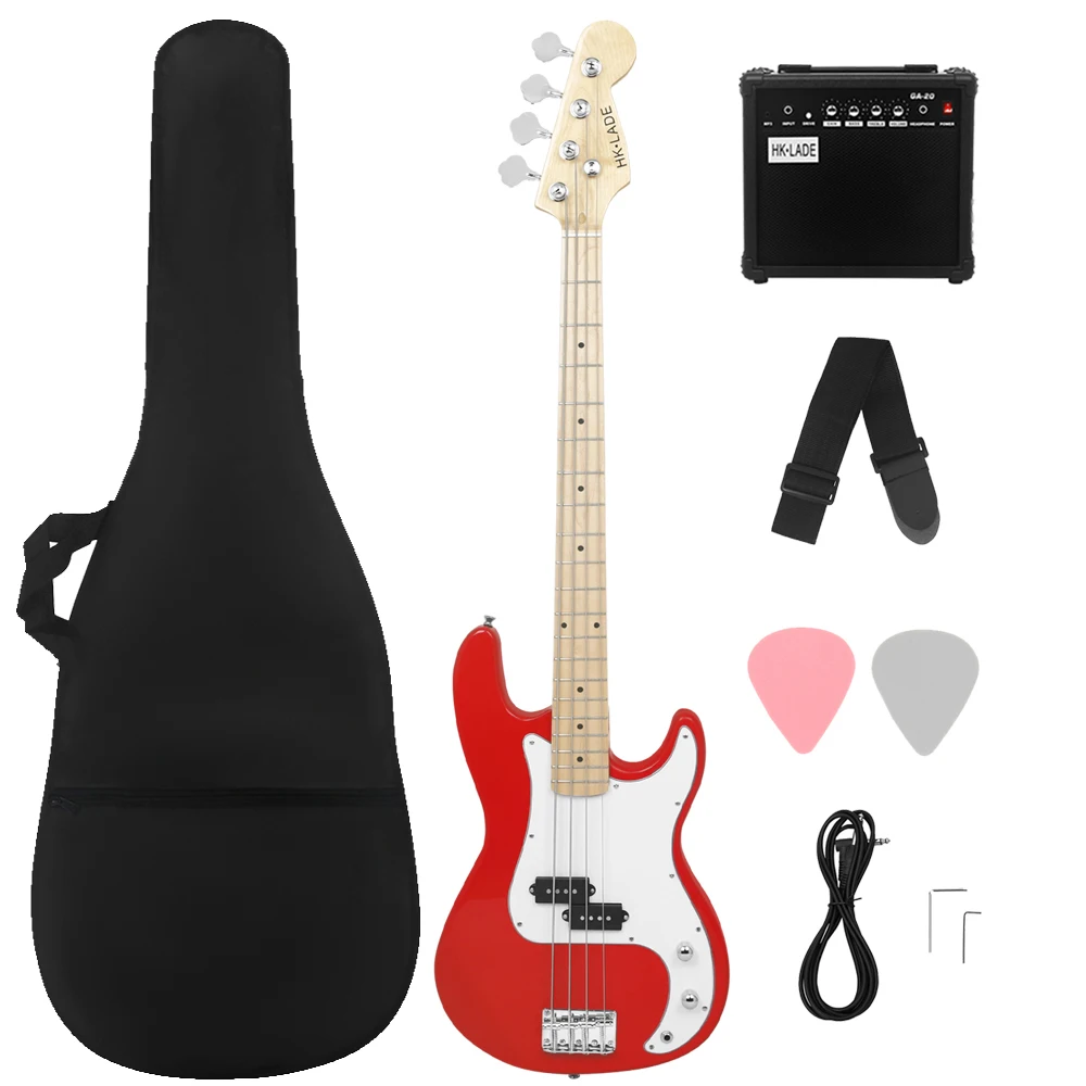 

HK·LADE 4 Strings 20 Frets Bass Guitar Maple Body Neck Electric Bass Guitar Guitarra With Bag Amp Strap Guitar Parts & Accessory