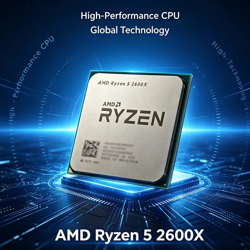 AMD 라이젠 5 2600X R5 2600X Zen+ 12nm 6코어12스레드 3.6-4.25GHz 16MB L3 언락 CPU DDR4 PCIe3.0 소켓 AM4 루즈 트레이 칩