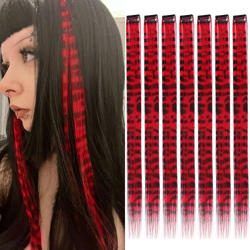 18' 7-teilige Regenbogenfarbene Lange Gerade Zebra-Print Synthetische Feder Clip-in Haarverlängerungen für Frauen, Ideal für Halloween und Weihnachten – Detail 7