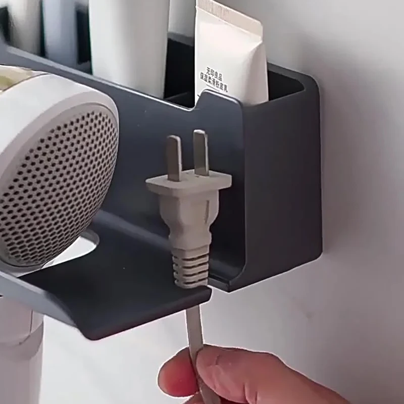 Wall-mounted punch-free toilet hair dryer rack bathroom hair dryer storage rack hair dryer bracket bathroom accessories ﻿
