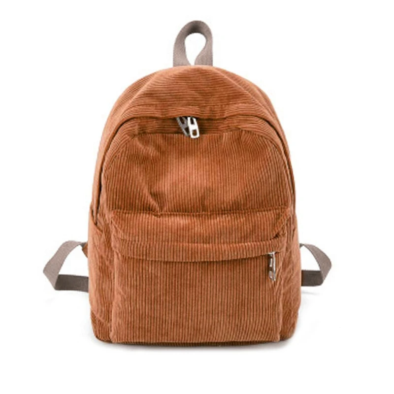 

Women Vintage Rucksack Corduroy Backpack School Bag Casual Computer Bookbag New Dropship