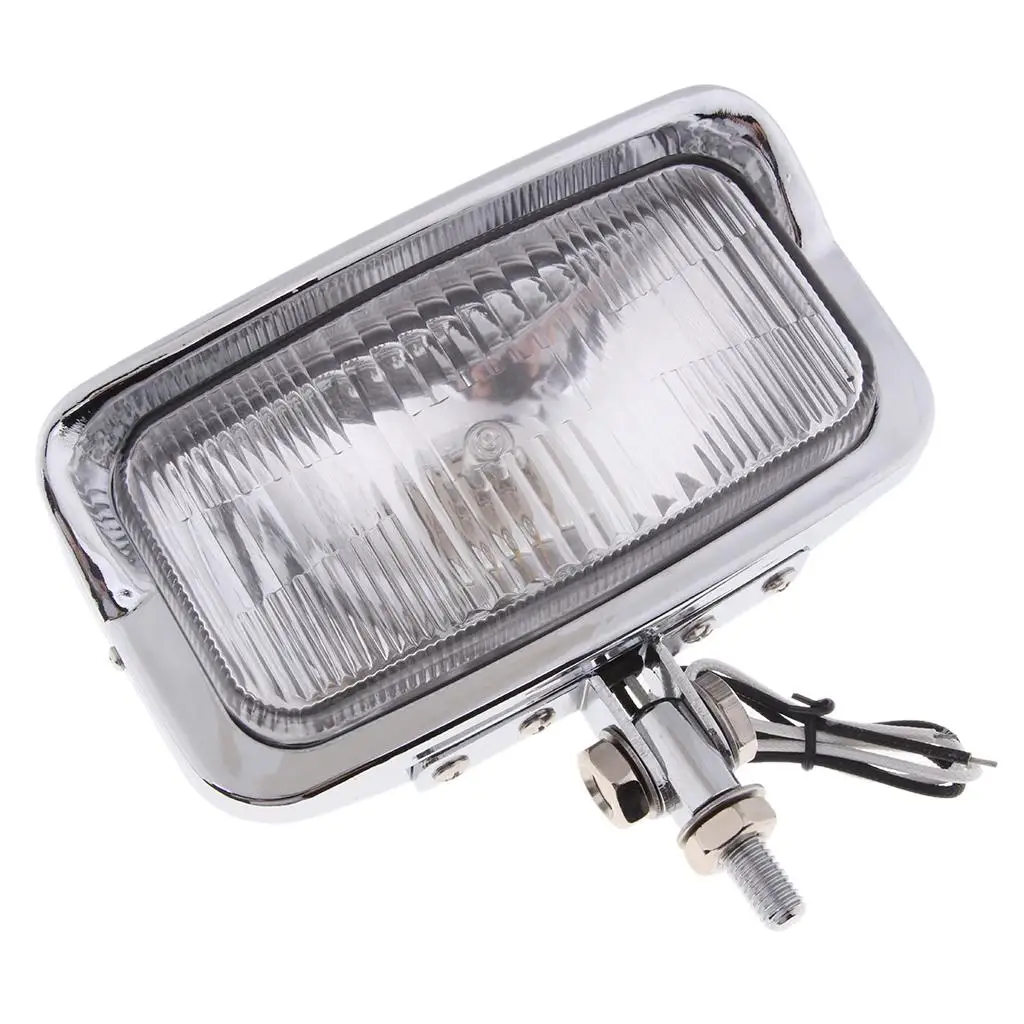 Universal Motorcycle Headlight 7 Inch Rectangle Style Chrome Alloy ...