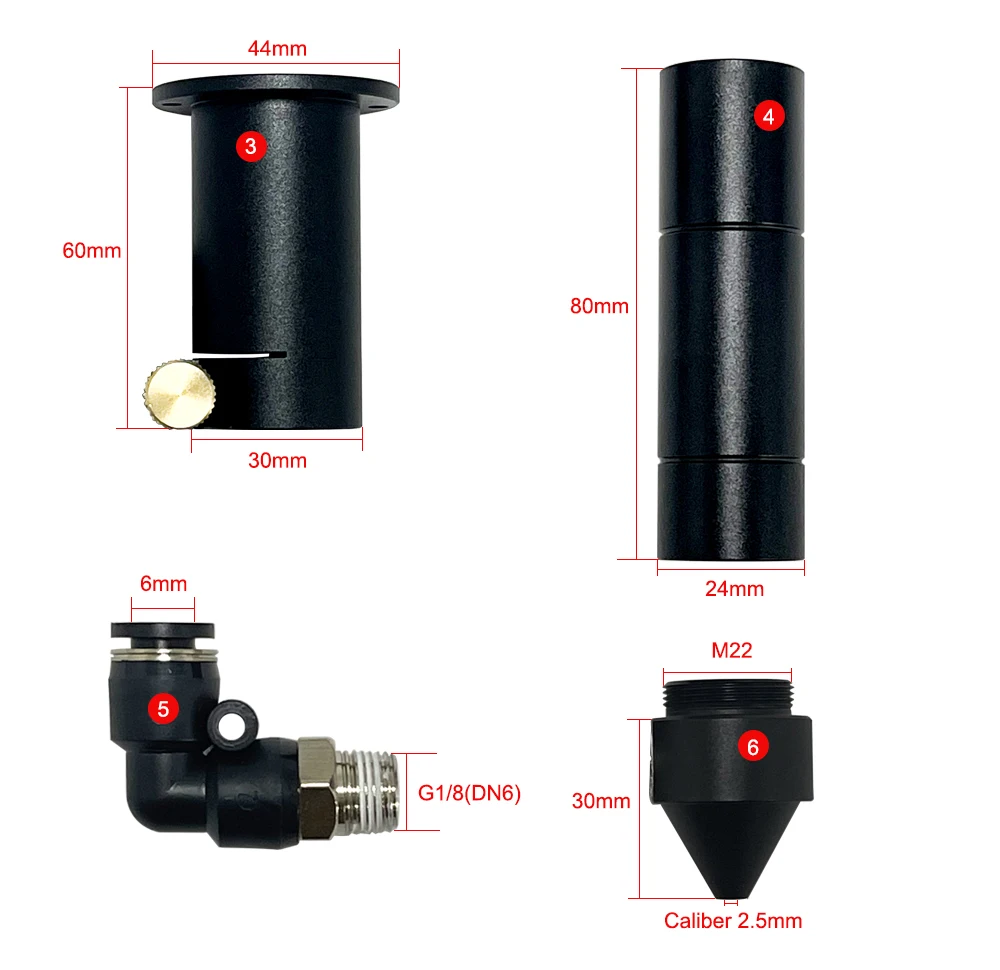 HUNST CO2-Laserkopf-Adapterlinse der E-Serie D20 mm FL50.8 & 63,5 & 101,6 mm Spiegel 25 mm für Laserschneid-Graviermaschine – Detail 3