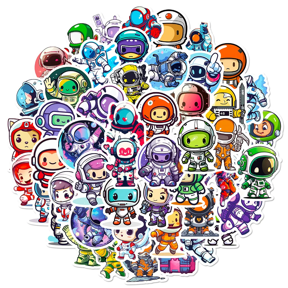 

10/30/50pcs Cartoon Space Astronaut Stickers Cute Decoration Decal Wall Luggage Skateboard Window Funny Sticker for Kids Toys