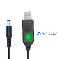 USB Power Boost Cable with Indicator Light - DC Step - Up Module, 1M Adapter Cable with 2.1x5.5mm Plug (12V with LED)