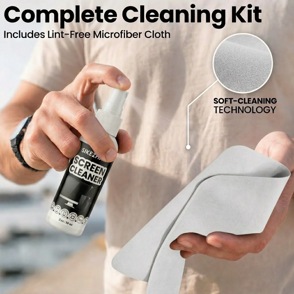 Eco-Friendly Screen Cleaner Kit with Microfiber Cloth - Streak-Free Spray