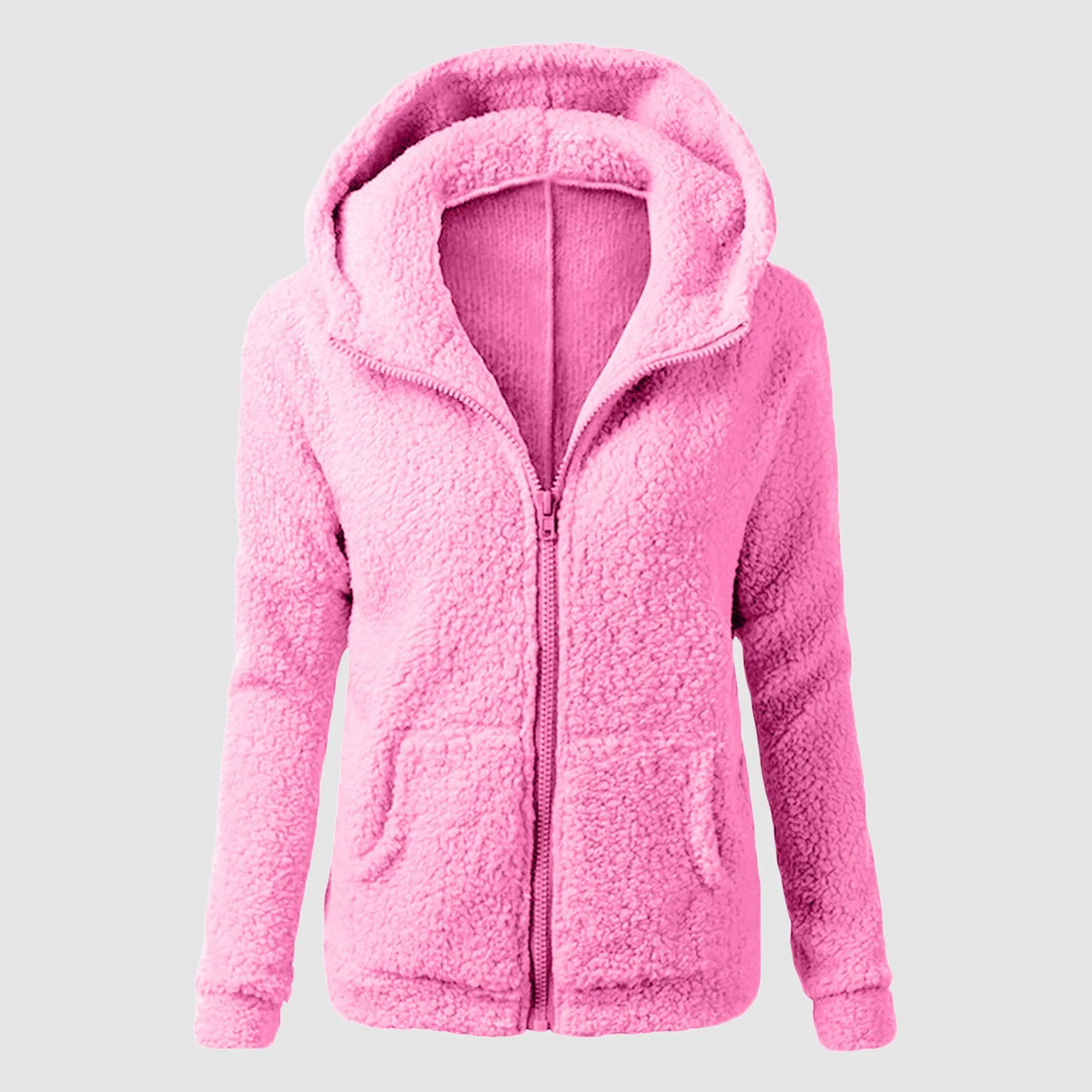 Ladies Winter Warm Jacket Women Hoodie Chic Casual Female Hoodies Sweatershirt Zipper Solid Soft Fleece Outwear Coat